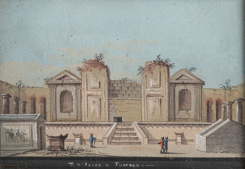 Italie 18ème Siècle - Suite De Petites Gouaches Représentant Des Vues De Naples Et De Pompéi-photo-2