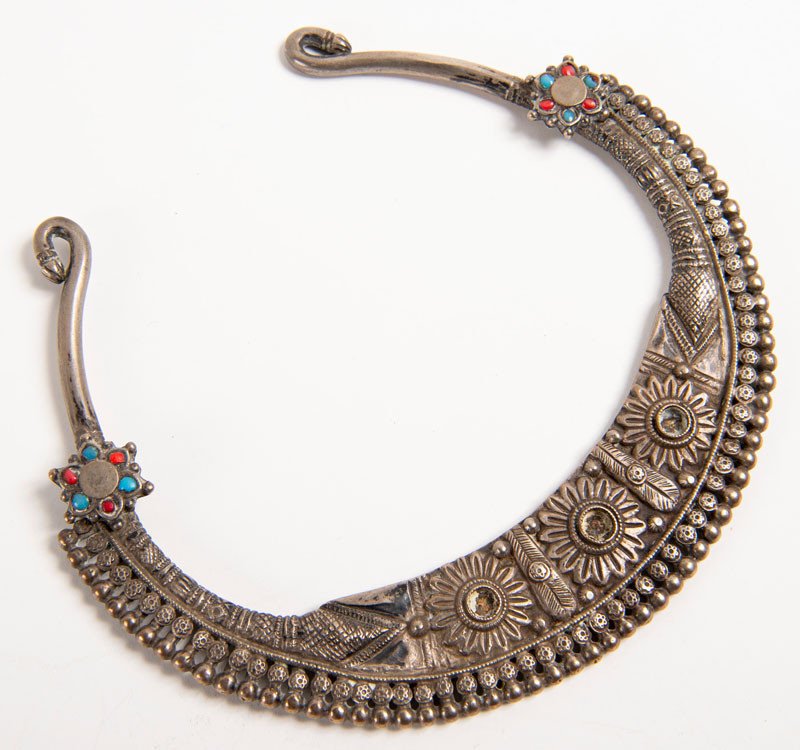 Art Katawaz 19ème Siècle – Collier En Argent Et Turquoise