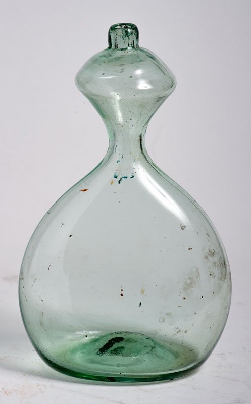 Green Blown Glass Baby Bottle - 18th Century