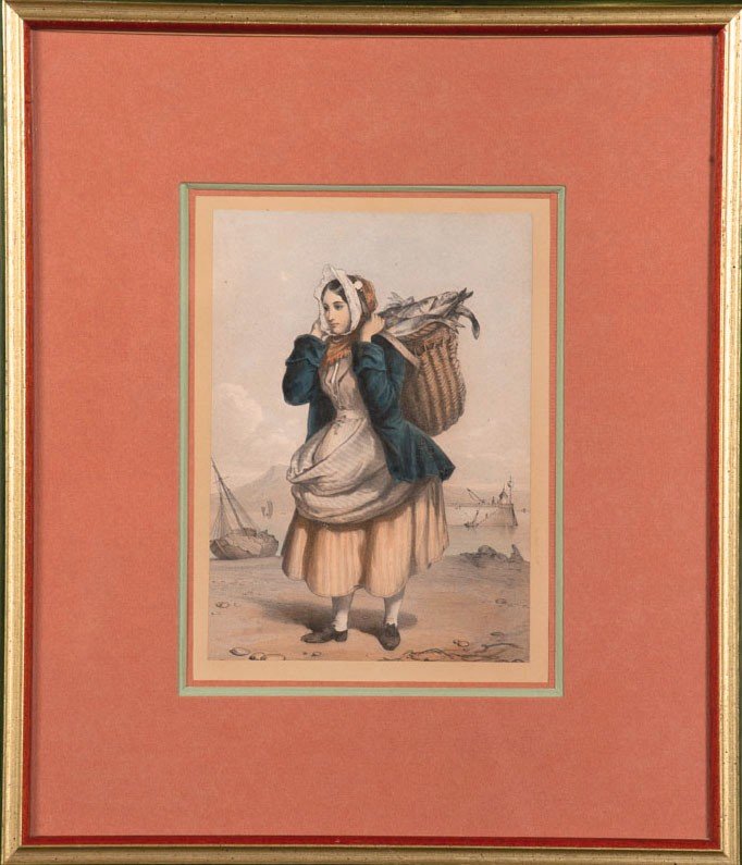 Pair Of Engravings - Breton Fisherwomen With Fishes