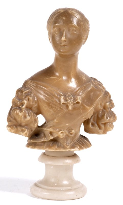 Queen Victoria - Wax Bust Portrait By W. Le Grand Dated 1838