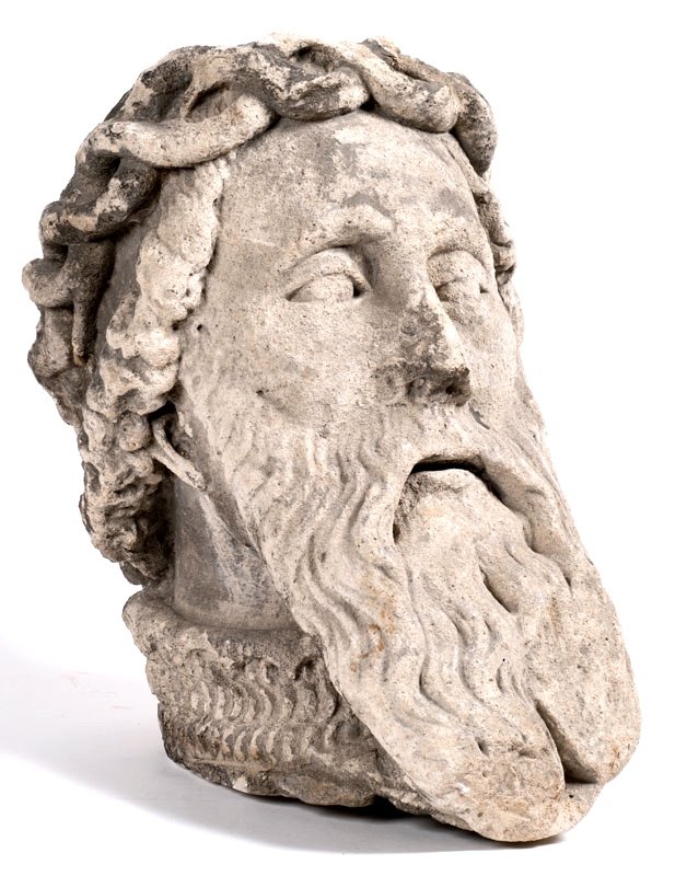 School Of The 14th - 16th Century: Sculpted Portrait In Bust Of Godfrey Of Bouillon-photo-2