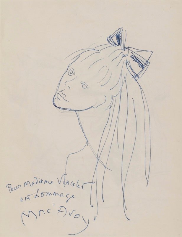 Edouard Georges Mac Avoy, 1905-1991- Portrait De Jeune Fille Au Nœud. -photo-2