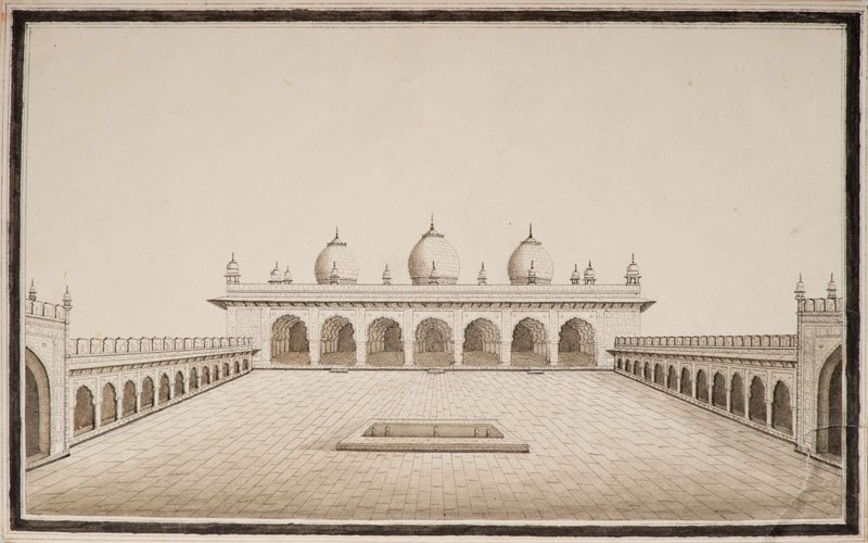 Inde C. 1825 (réalisé) Dessin d'Architecture De La Mosquée De La Perle. 