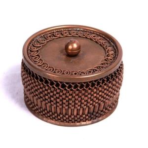 Germany Or Austria, 1920-1930 - Art Deco Box In Copper And Braided Copper With Small Socket