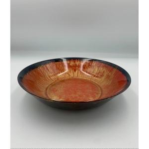 Assiette En Verre Coloré - Monogrammée Au Revers - C. 1940-1950