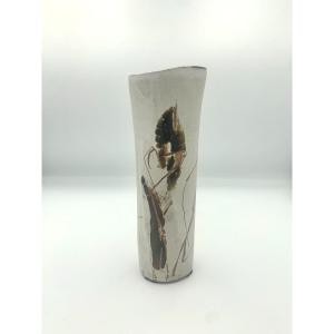 Mami Kanno - Vase Cylindrique En Grès Et Grès Porcelaineux  - XXe Siècle