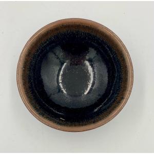 “temoku” Tea Bowl With Hare Fur Decor. - Glazed Terracotta - China - Song Style