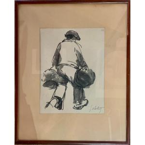 Normand Peasant - Ink Wash - French School Early 20th Century (c. 1920) 