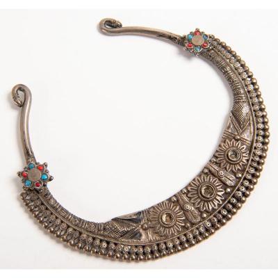 Art Katawaz 19ème Siècle – Collier En Argent Et Turquoise