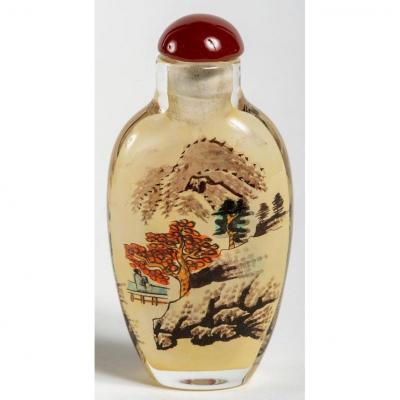 China – Snuff Bottle With Mountain Landscapes Painted From Within
