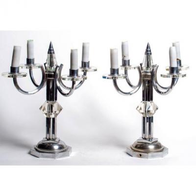 Pair Of Candelabras Attributed To Henri Morand, C. 1940