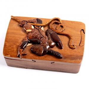 Secret Puzzle Box - Wooden Chest Decorated With Spiderman And His Canvas