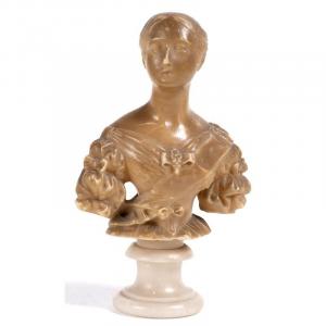 Queen Victoria - Wax Bust Portrait By W. Le Grand Dated 1838