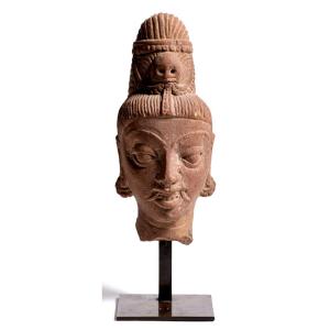Tête Sculptée Indienne Médiévale - La Divinité Kâlabhairava Incarnation De Shiva Inde 10e - 12e