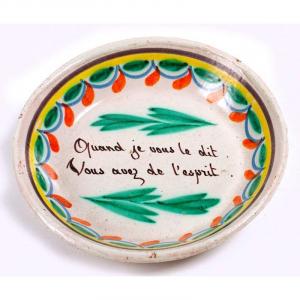 Pierre Senly Early 19th Century - Nevers Earthenware Plate With Quote Or Proverb