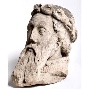 School Of The 14th - 16th Century: Sculpted Portrait In Bust Of Godfrey Of Bouillon
