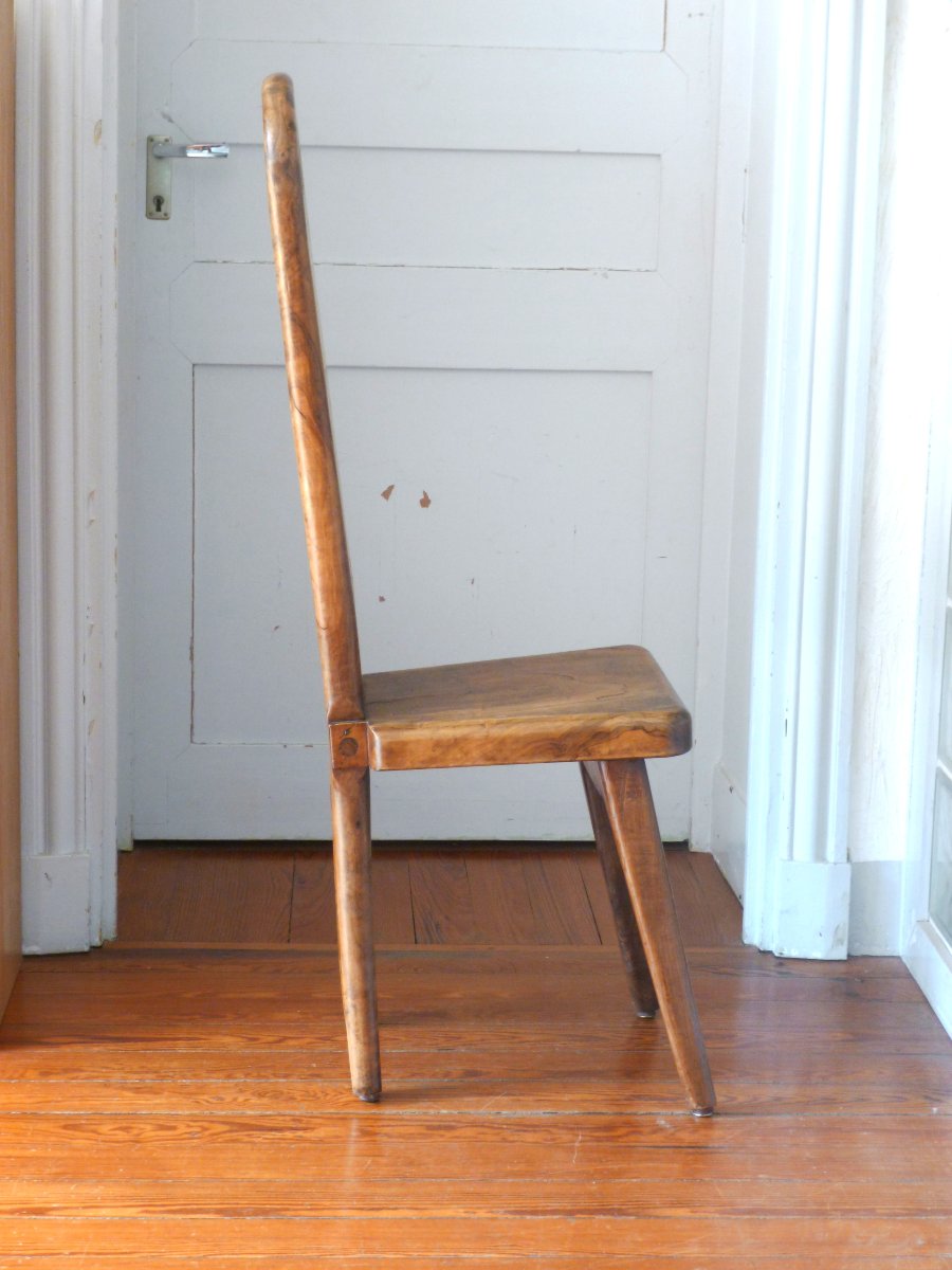 Chaise sculpturale en olivier, maison Dubosq, années 70-photo-2
