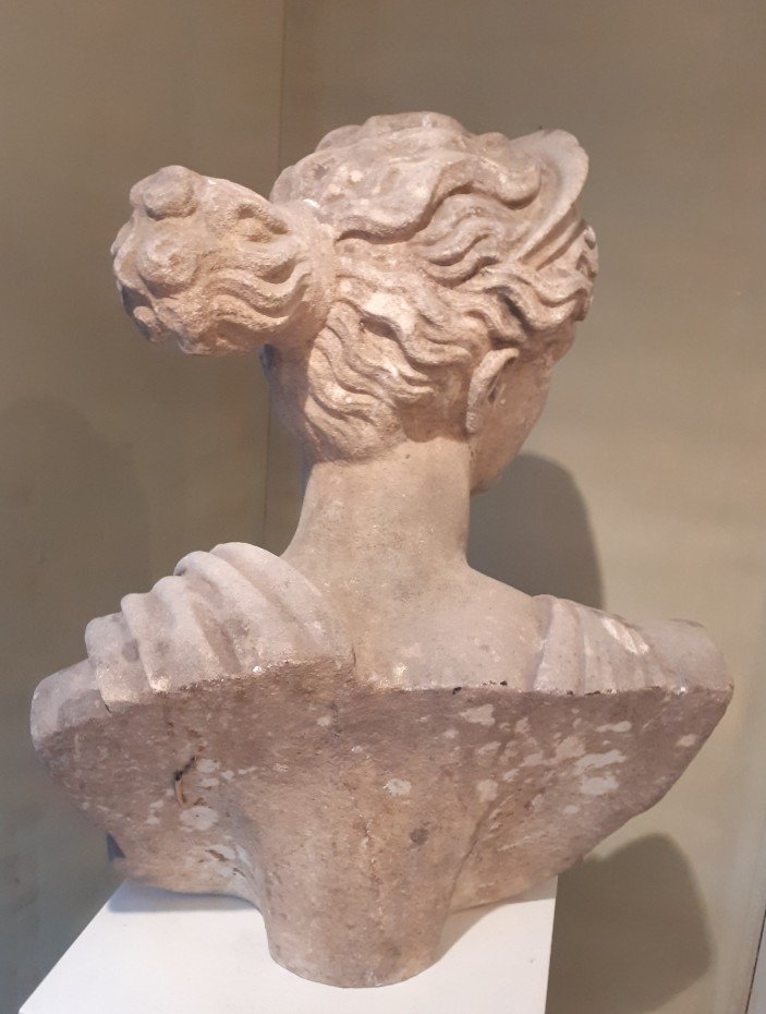 Grand Buste d'Artemis En Marbre -photo-2