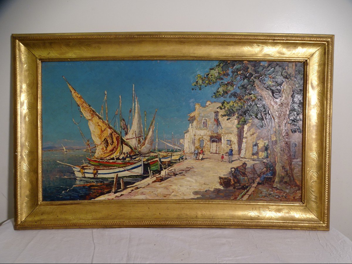 Tableau Marine  Huile Sur Panneau  Martigues Signé Joseph Hurard