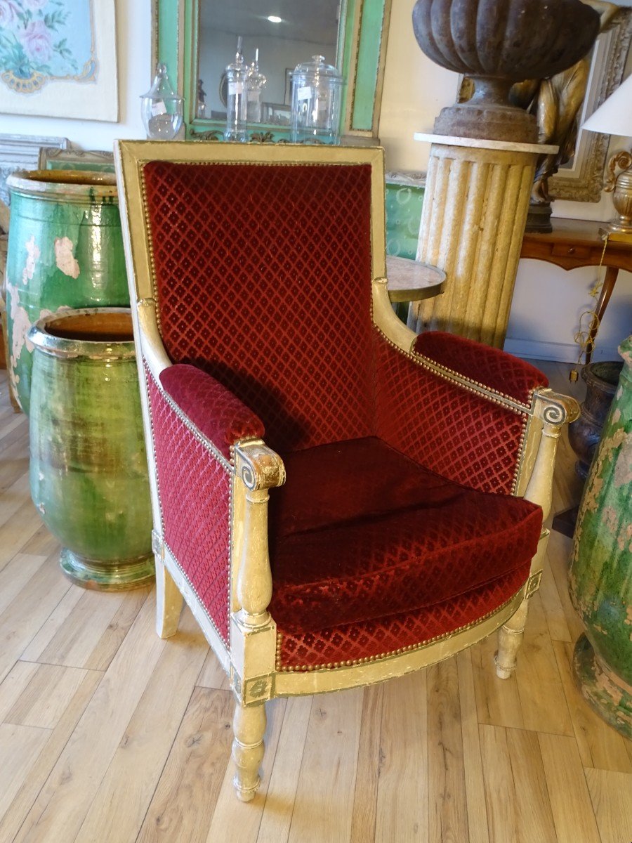 Bergere From The Directoire Period In Painted Wood Stamped Cressent-photo-2