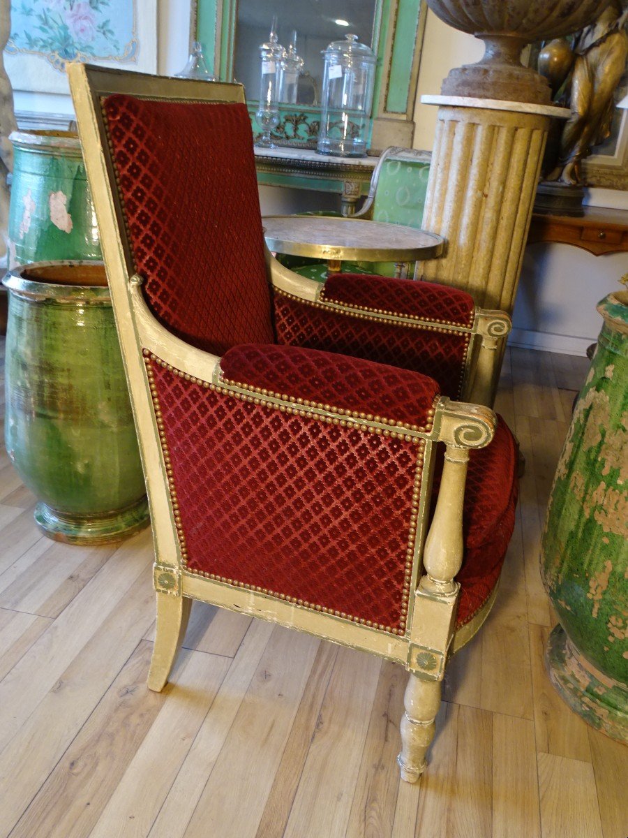 Bergere From The Directoire Period In Painted Wood Stamped Cressent-photo-4