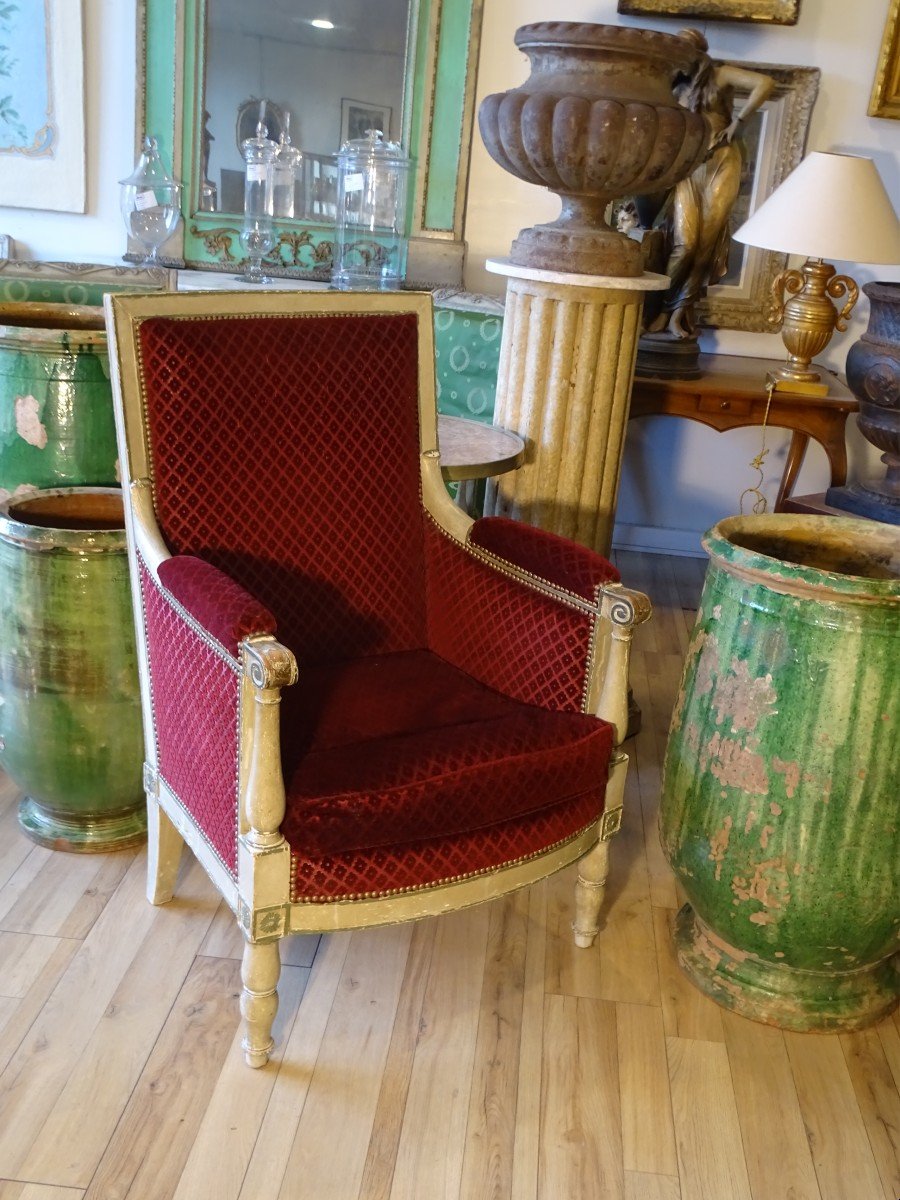 Bergere From The Directoire Period In Painted Wood Stamped Cressent-photo-1