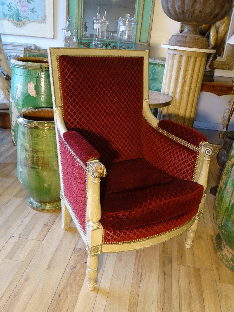 Bergere From The Directoire Period In Painted Wood Stamped Cressent-photo-2