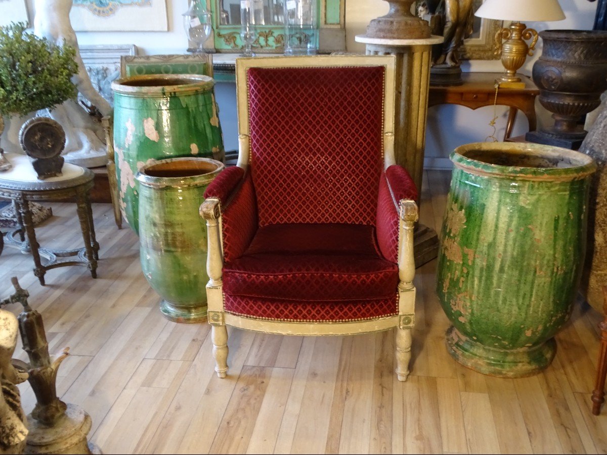 Bergere From The Directoire Period In Painted Wood Stamped Cressent