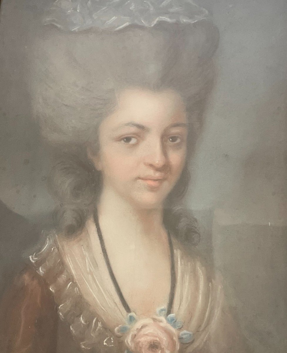 Pastel Portrait De Jeune Fille XVIIIème-photo-2