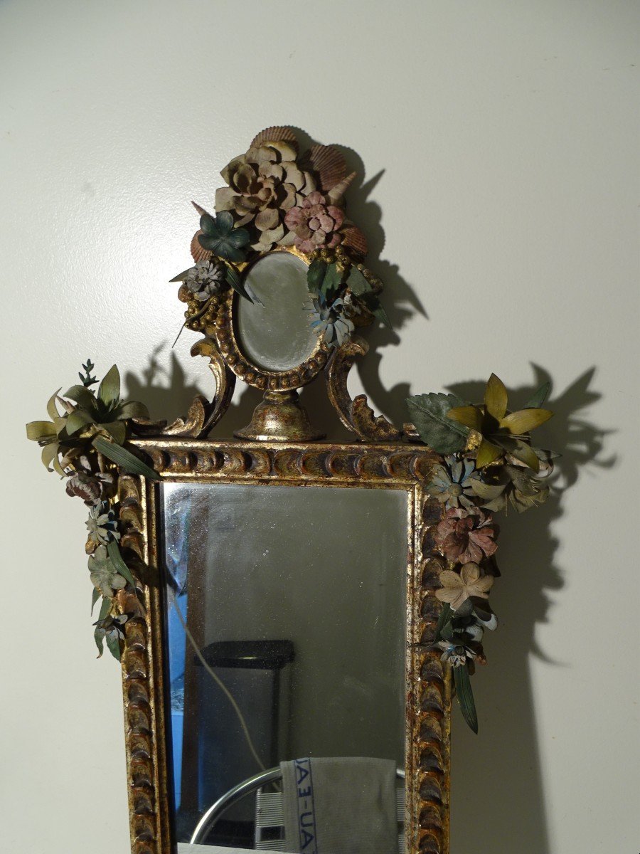 Miroir En Bois Doré Et Métal d'Hélène Strich époque XX Siècle-photo-2