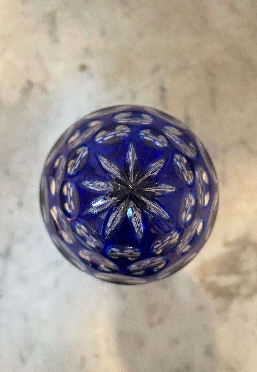 Boule d'Escalier Bleu En Cristal XIXème -photo-2