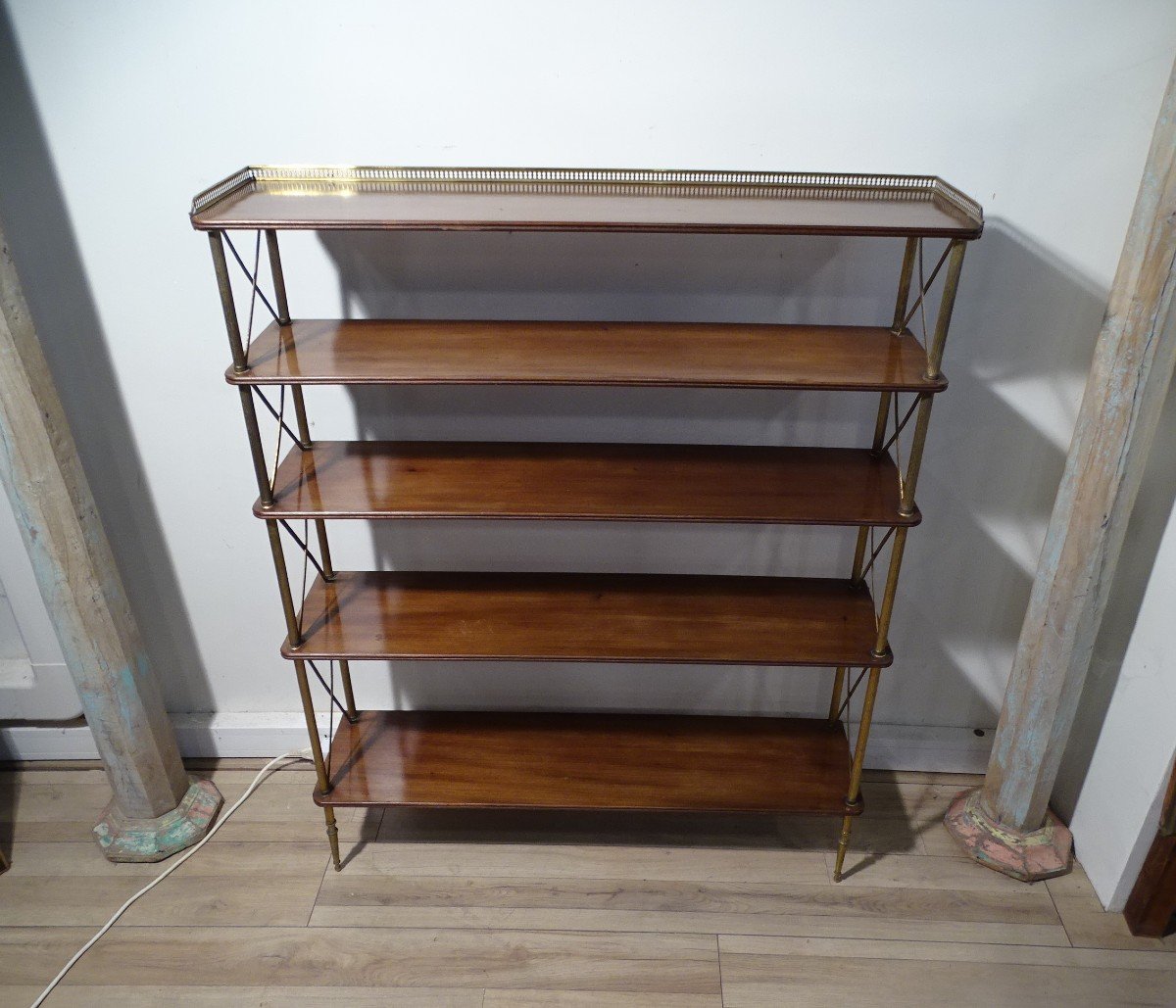 Shelf Attributed To Maison Jansen In Mahogany And Golden Brass Circa 1950