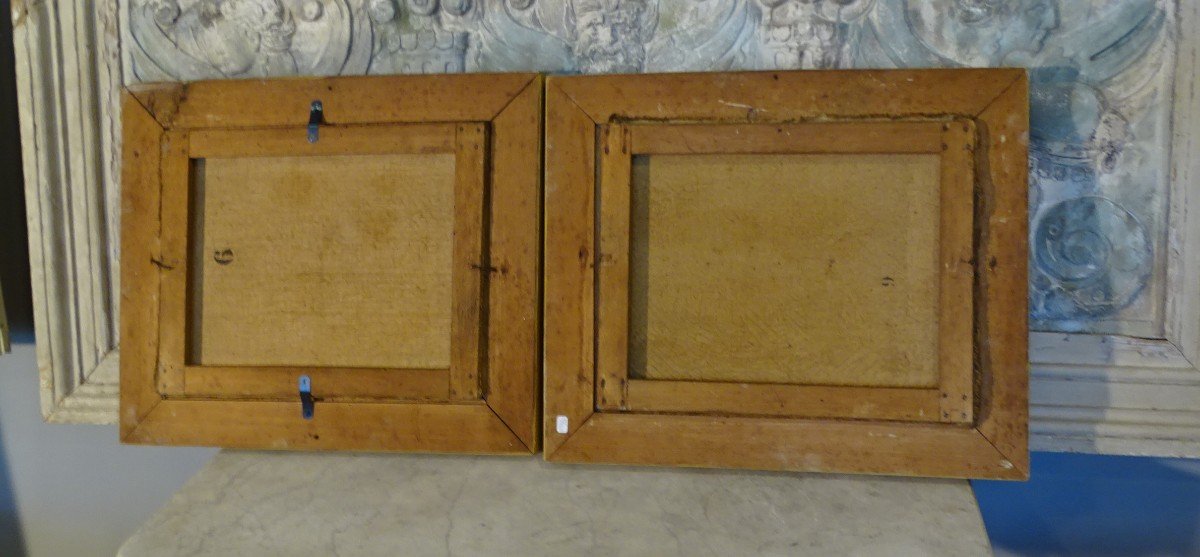 Pair Of Oil On Canvas Paintings Gallant Scenes Signed Late 18th Early 19th Century.-photo-2