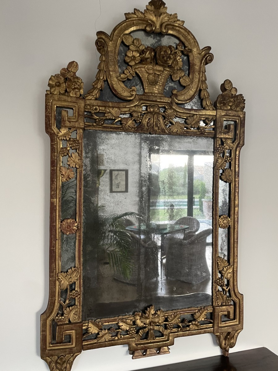 Gilded Wooden Mirror With Glazing Bead, 18th Century Provençal-photo-4