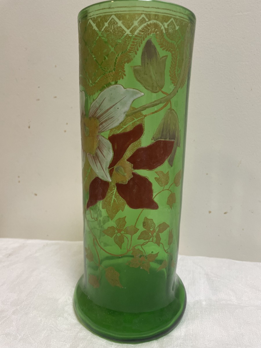 Vase En Verre émaillé époque 1900 -photo-3
