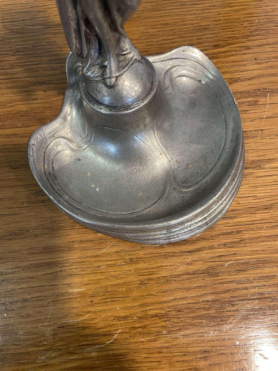 Art Nouveau Woman In Fine Silver-plated Pewter, 1900s-photo-3