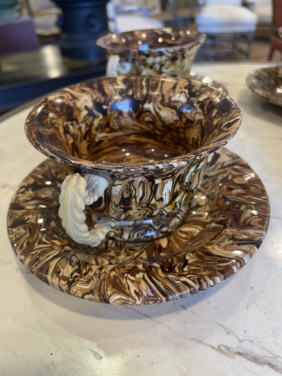 Four Mixed Earthenware Cups From Apt, 1900s-photo-2