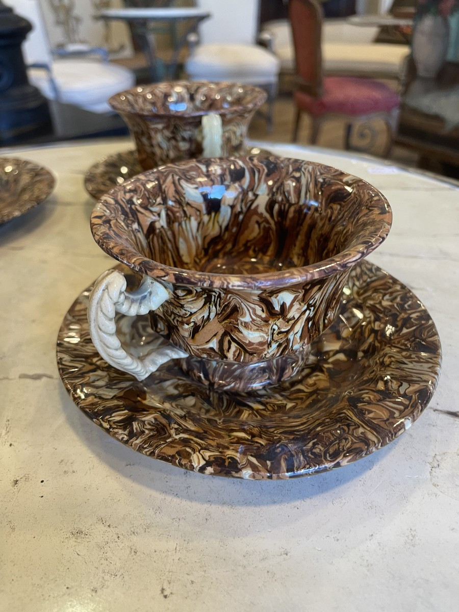 Four Mixed Earthenware Cups From Apt, 1900s-photo-1