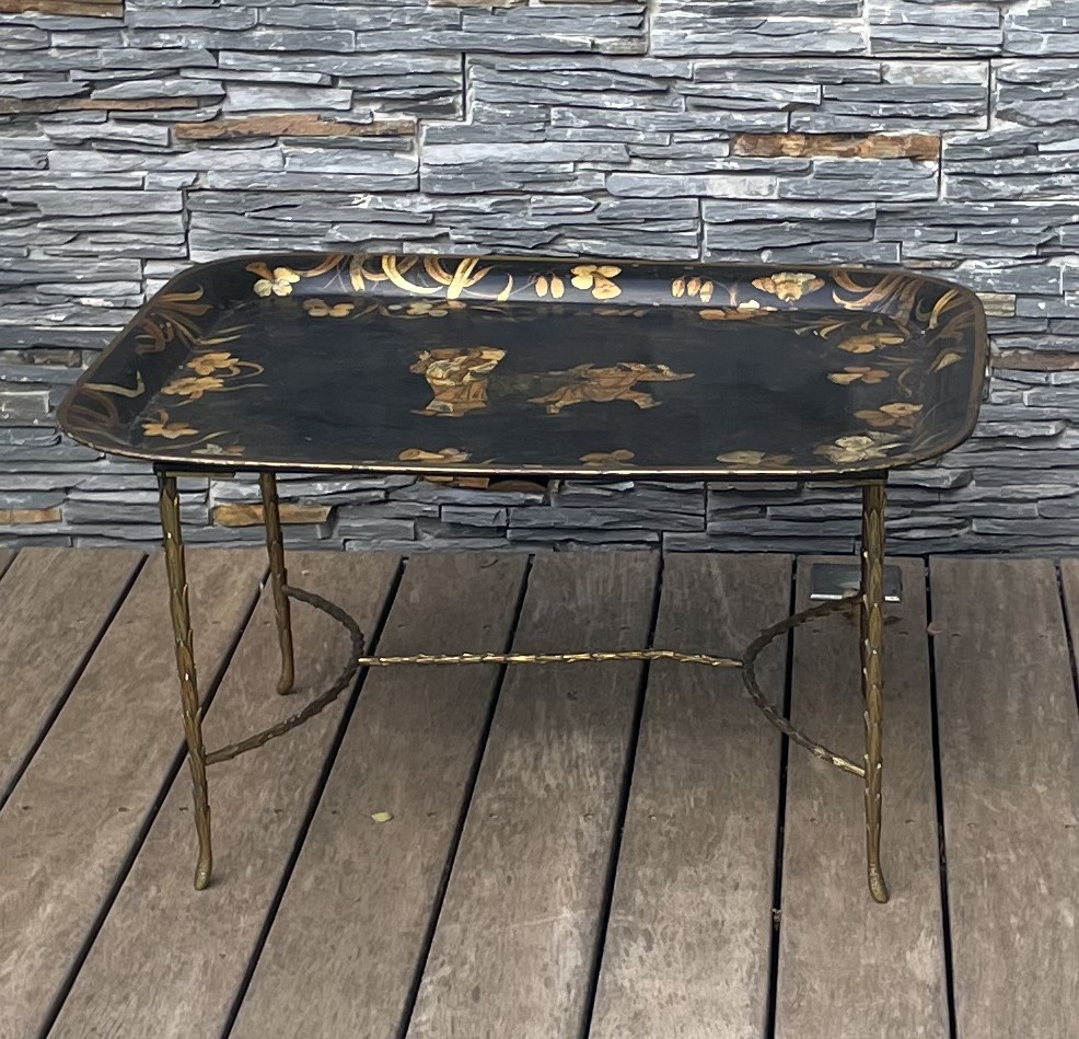 Table basse attribué a la Maison jassen décor Japonisant-photo-3