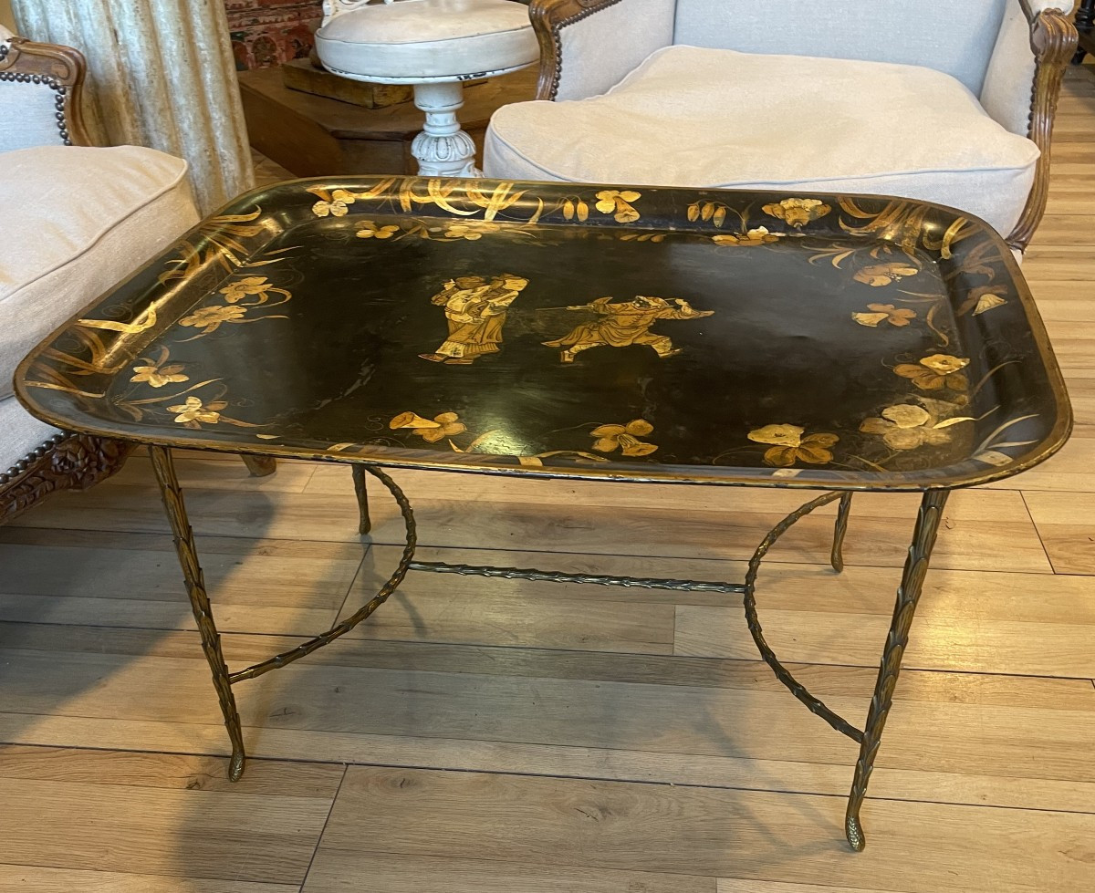 Table basse attribué a la Maison jassen décor Japonisant