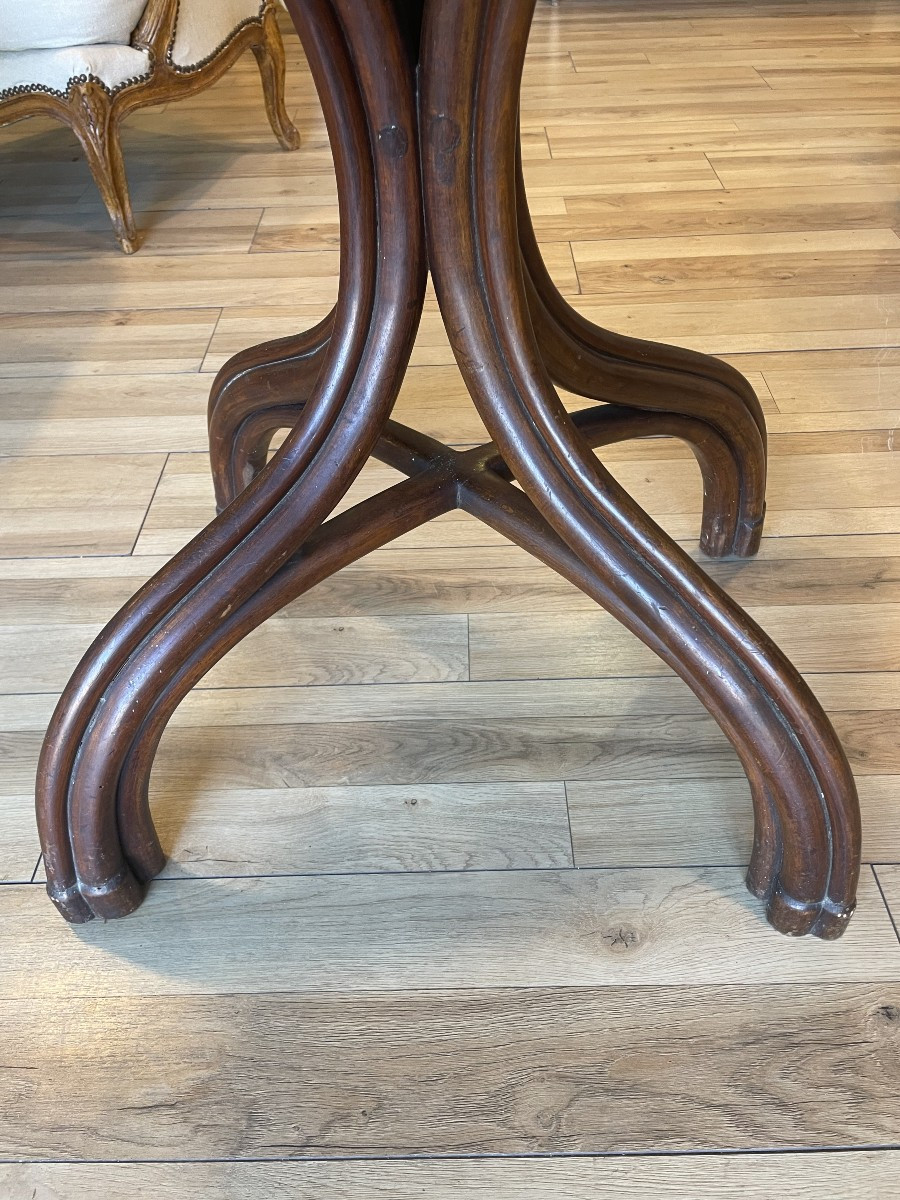 Curved Wooden Pedestal Table Attributed To Thonet-photo-2