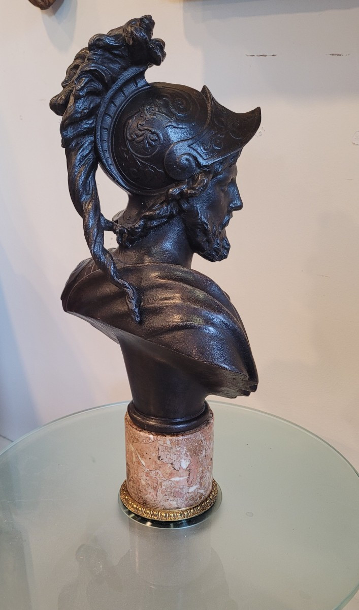 Sculpture en Régule d'un Guerrier Romain Italie fin XIX ème-photo-3