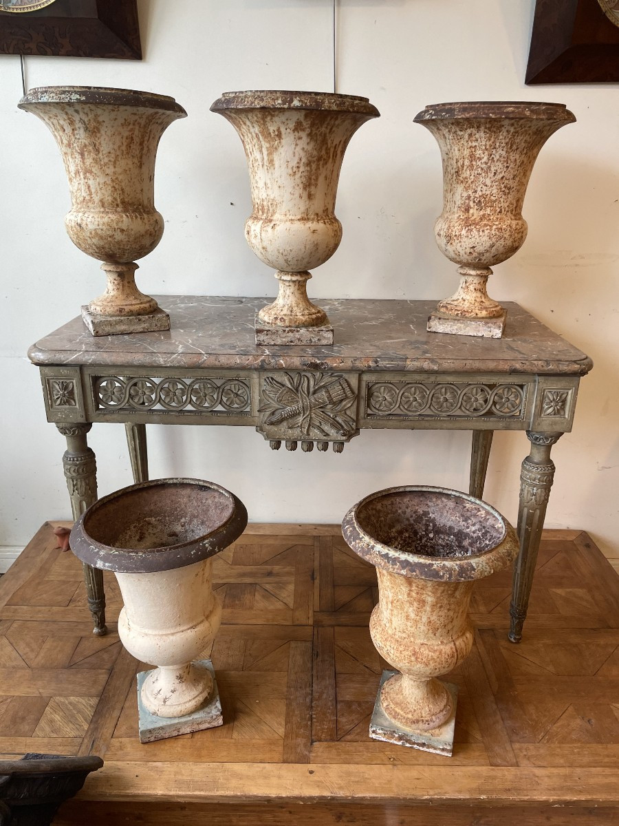 Rare Set Of Five 18th Century Medici Vases 