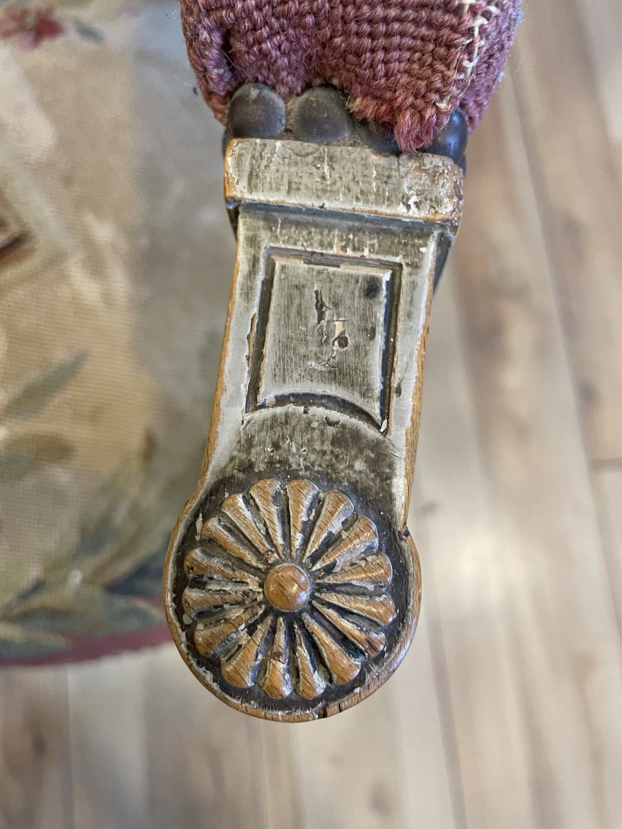 Paire de Fauteuils en bois Peint de style Directoire époque XIX éme-photo-4