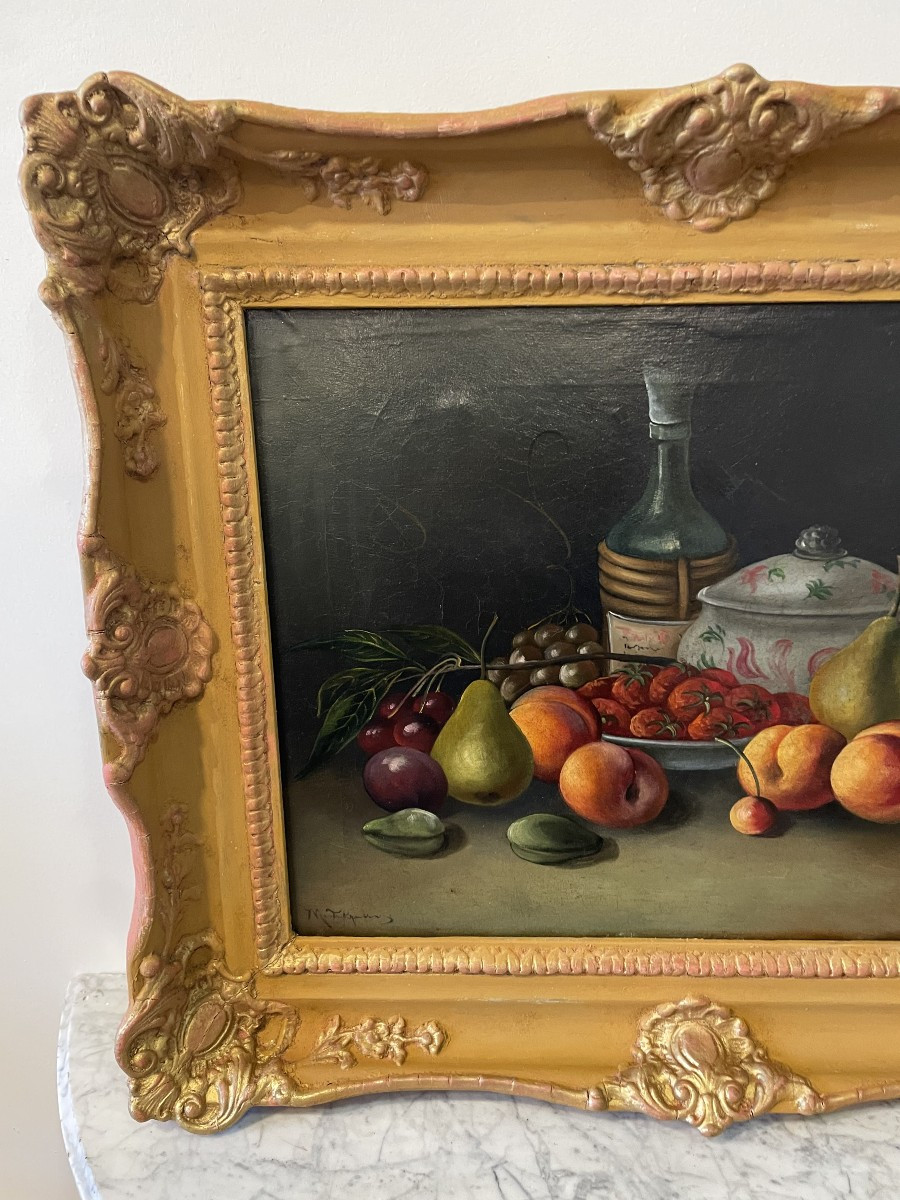 nature morte fruits époque XIX éme signé-photo-4