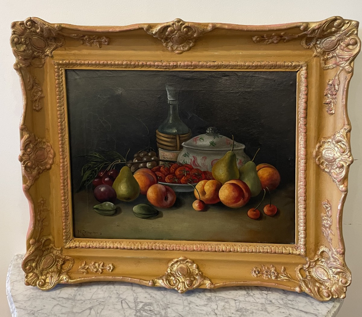 nature morte fruits époque XIX éme signé