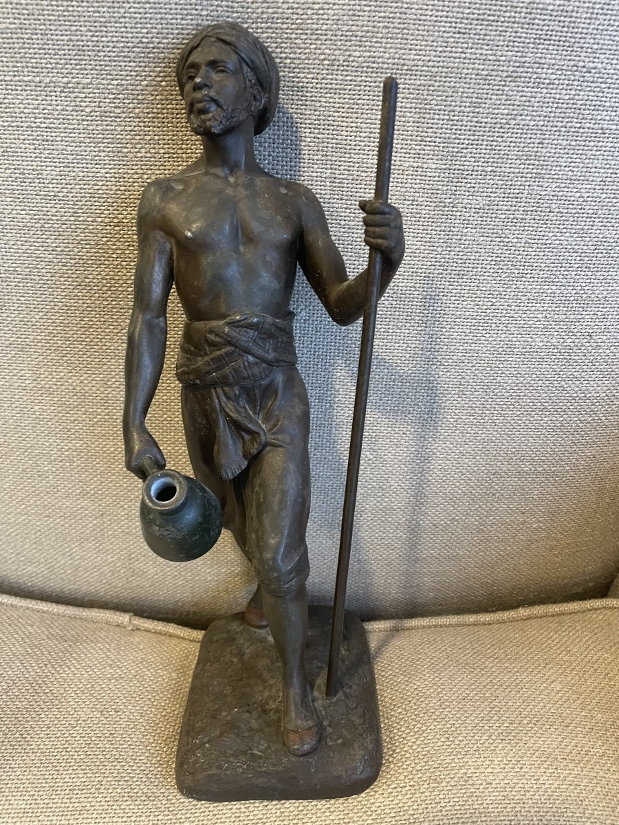 Régule le porteur d ' eau signé  jean didier Debut  Orientaliste-photo-4