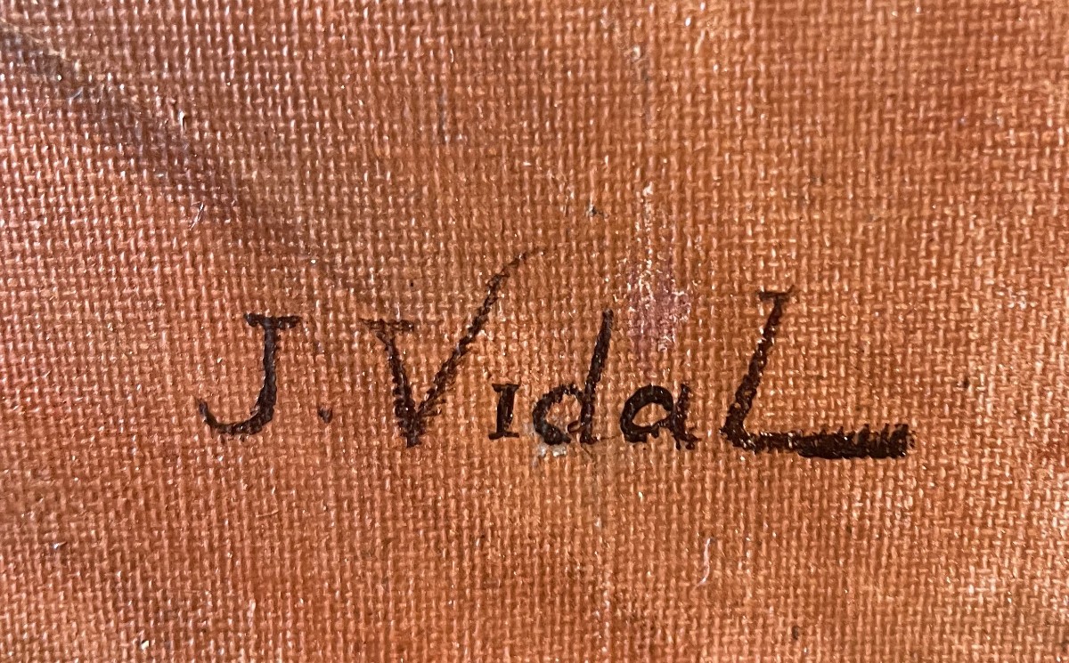    Huile sur Toile   Scène de Tauromachie 1892 signé  J VIDAL-photo-4