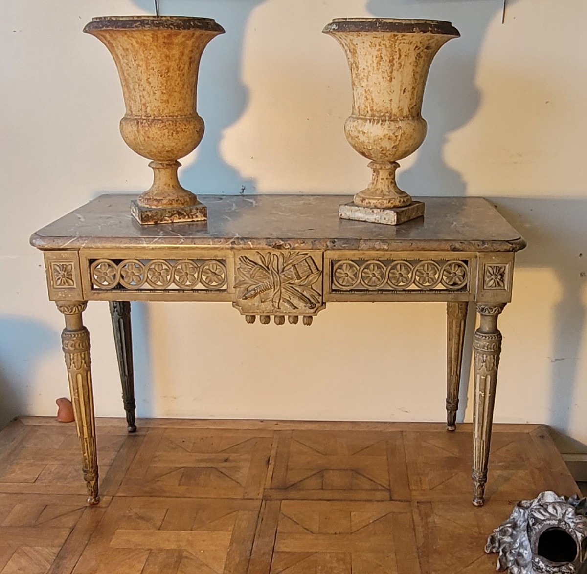 Louis XVI Period Painted Wooden Console Table With Four Legs-photo-2